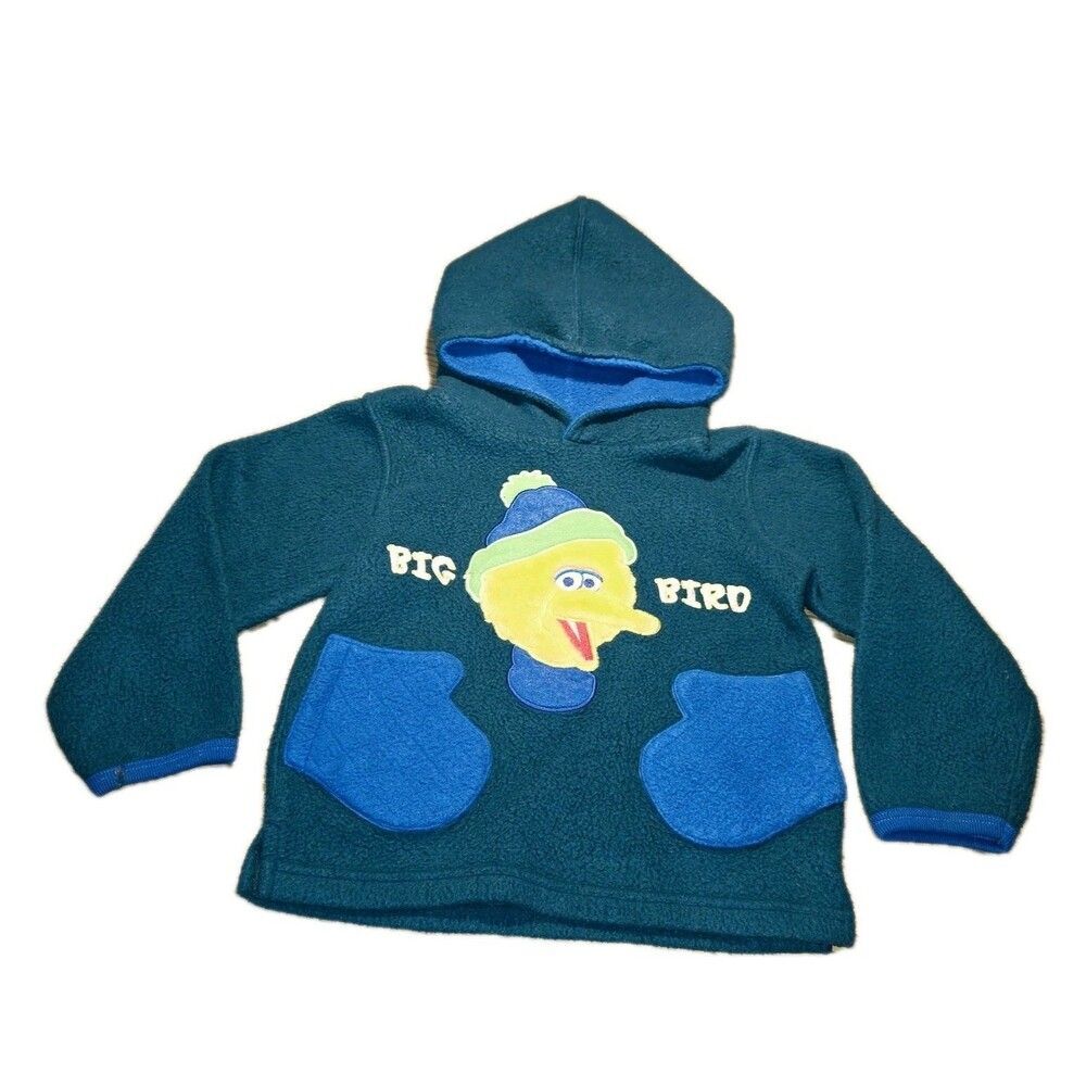 Sesame Street 1998 Big Bird Vintage 4T Green Pullover Fleece Hoodie Sweatshirt